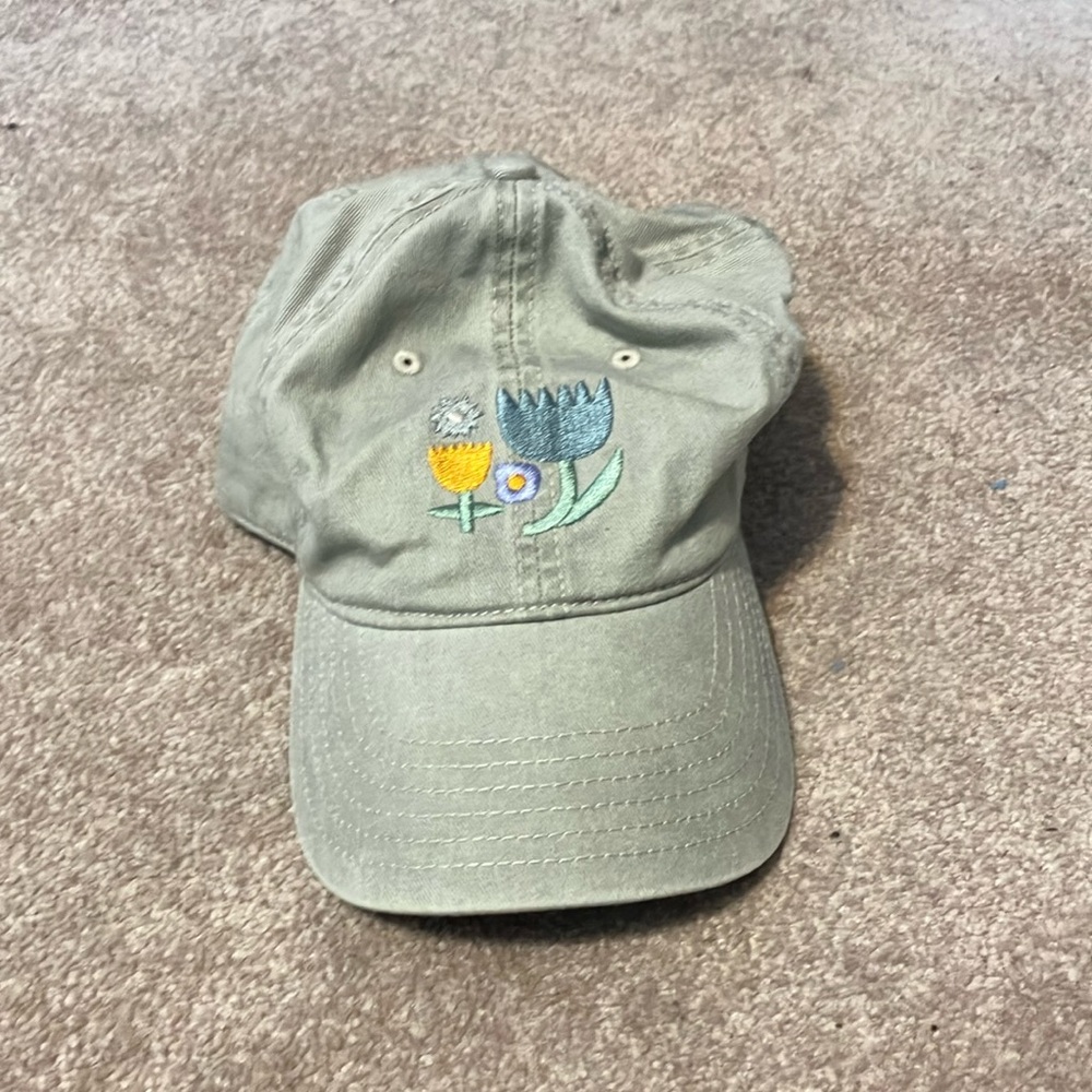 Mighty Fine Green Hat with Floral Embroidery